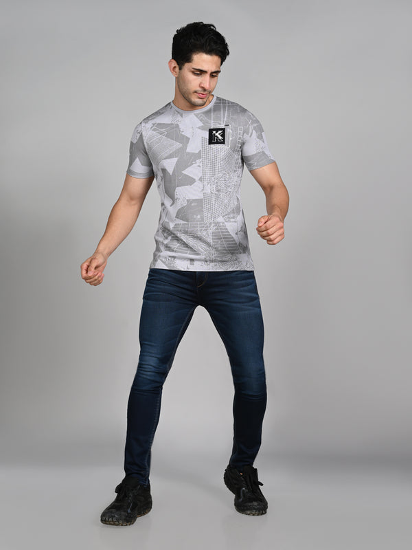 Killer Men Grey Printed Slim Fit T-Shirts