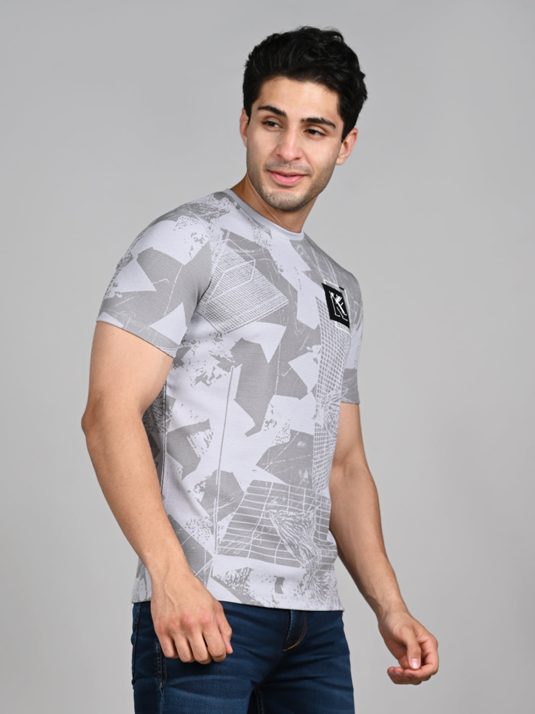 Killer Men Grey Printed Slim Fit T-Shirts