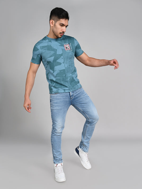 Killer Men Blue Printed Slim Fit T-Shirts