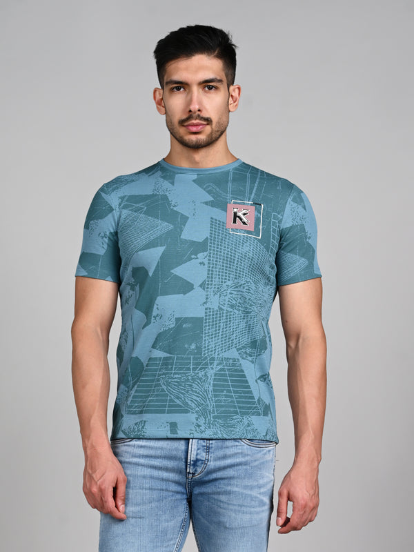Killer Men Blue Printed Slim Fit T-Shirts