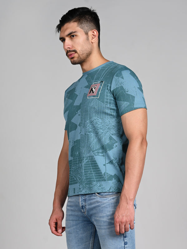 Killer Men Blue Printed Slim Fit T-Shirts