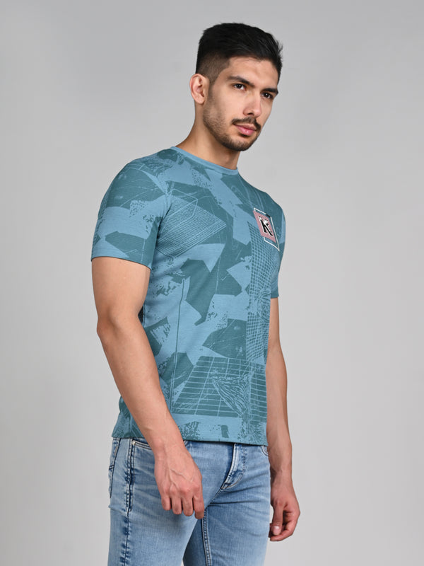 Killer Men Blue Printed Slim Fit T-Shirts