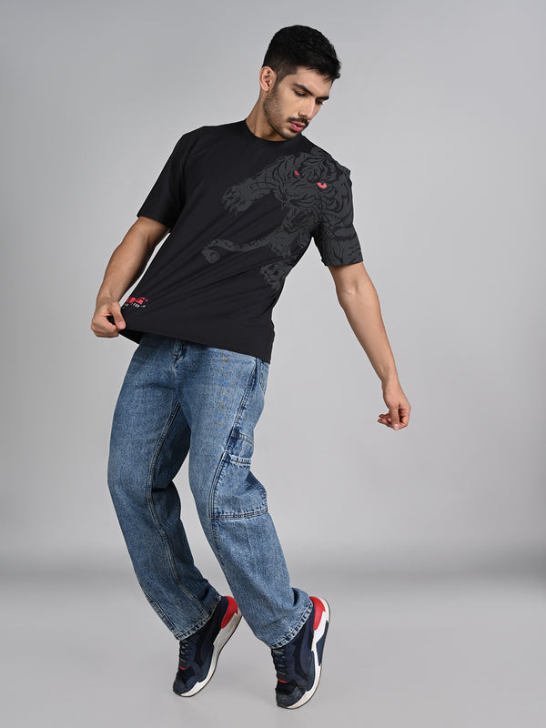 Killer Men Black Printed Round Neck T-Shirts