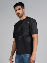 Killer Men Black Printed Round Neck T-Shirts