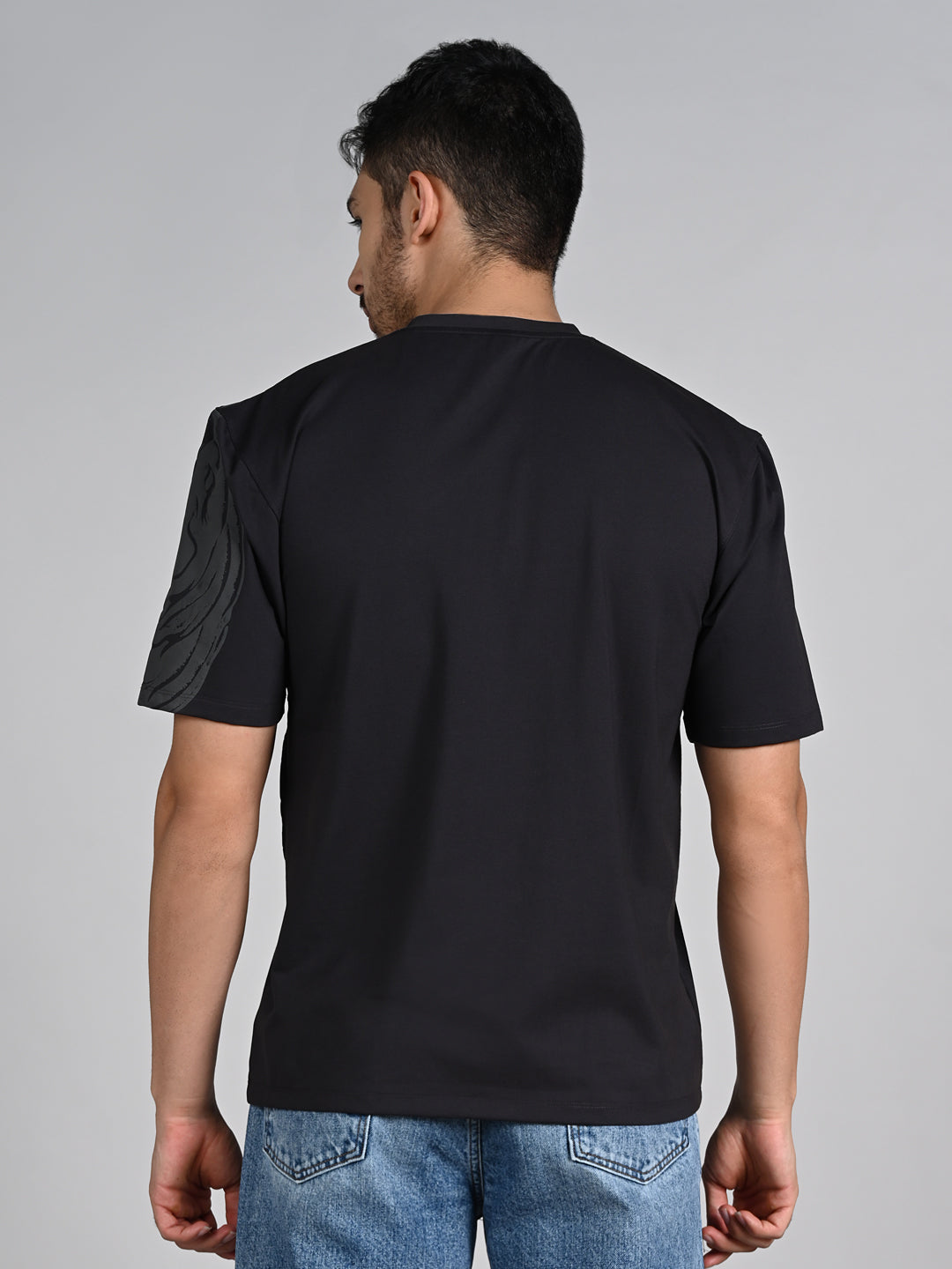 Killer Men Black Printed Round Neck T-Shirts