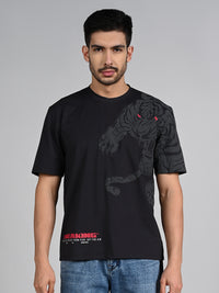 Killer Men Black Printed Round Neck T-Shirts