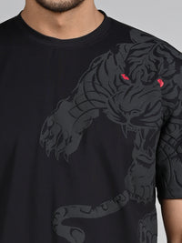 Killer Men Black Printed Round Neck T-Shirts