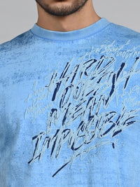 Killer Men Blue Printed Round Neck T-Shirts