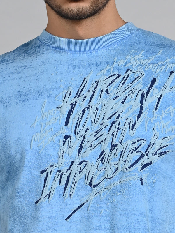 Killer Men Blue Printed Round Neck T-Shirts