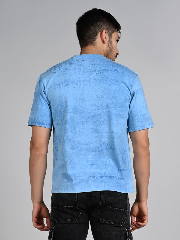 Killer Men Blue Printed Round Neck T-Shirts