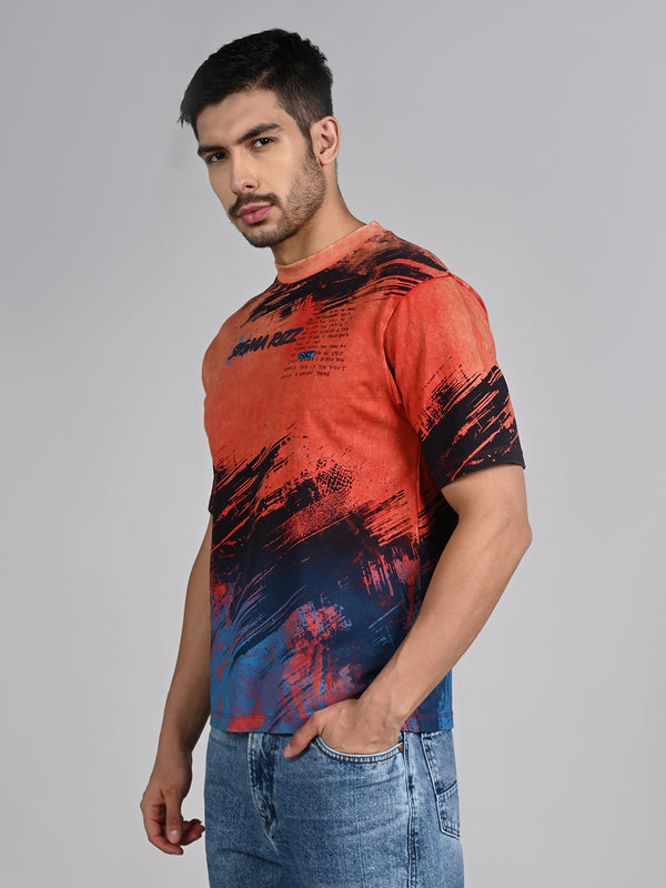 Killer Men Red Printed Round Neck T-Shirts