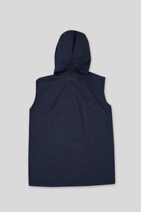 Junior Killer Navy Slim Fit Hooded Sleeveless Printed T-Shirts