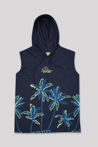 Junior Killer Navy Slim Fit Hooded Sleeveless Printed T-Shirts