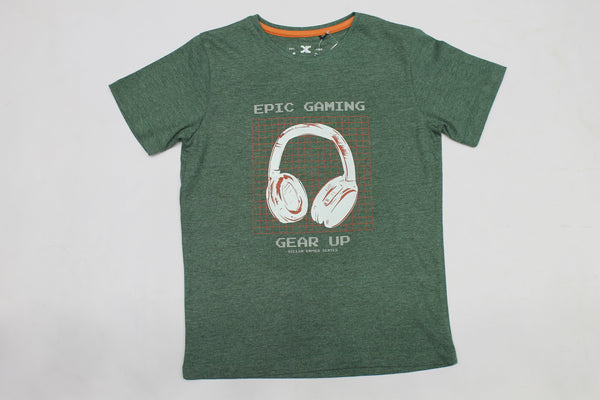 Junior Killer Green Slim Fit Printed T-Shirts