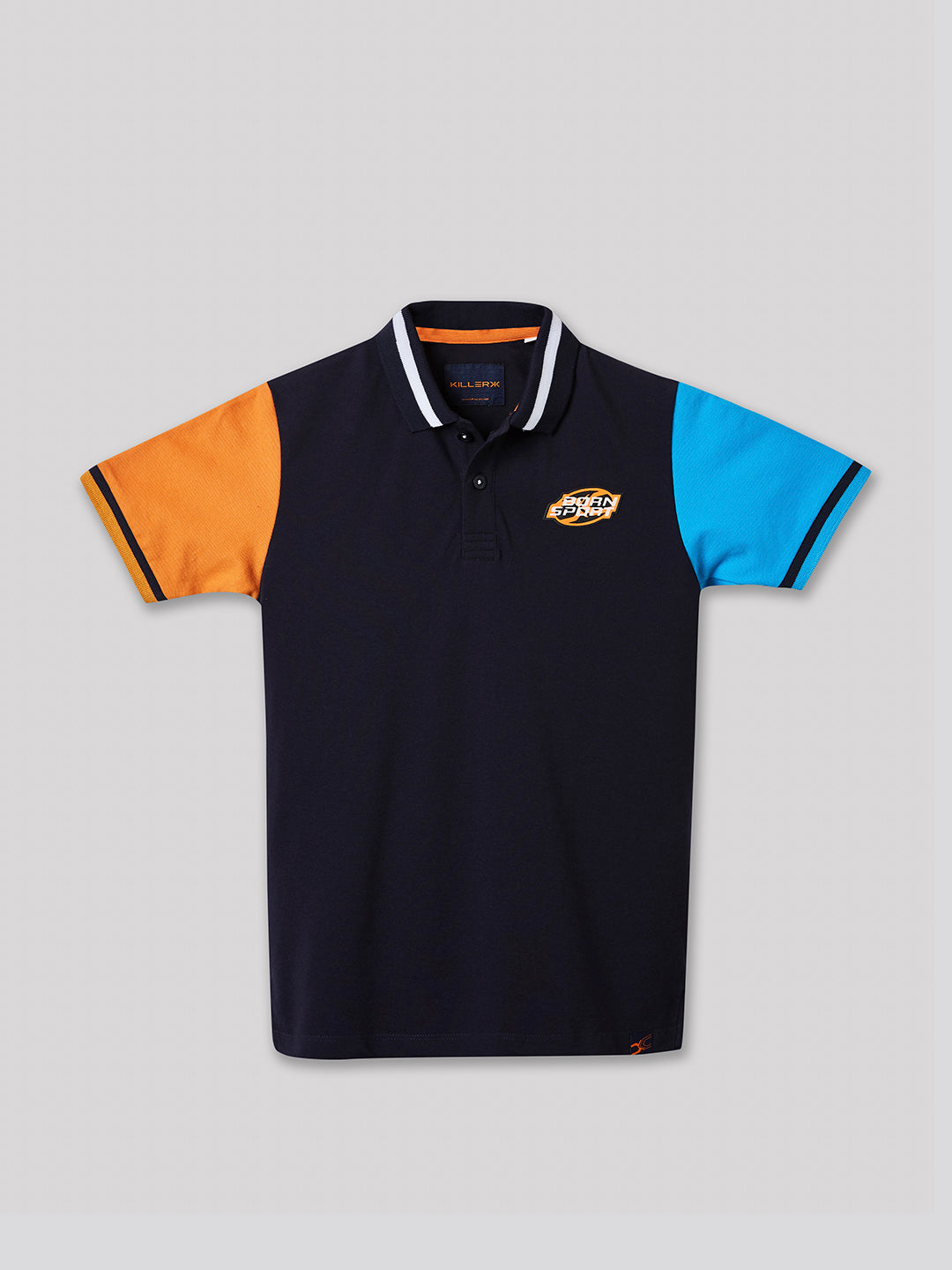 Junior Killer Navy Slim Fit Polo Neck Printed T-Shirts
