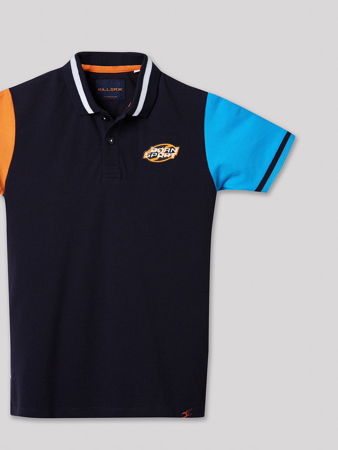 Junior Killer Navy Slim Fit Polo Neck Printed T-Shirts
