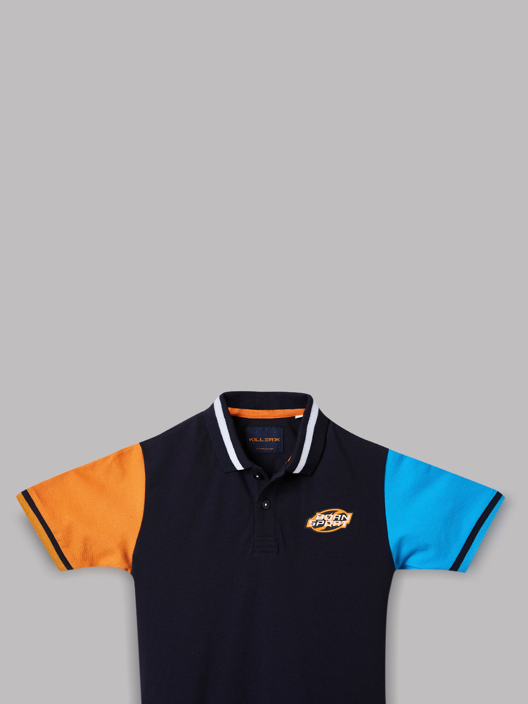 Junior Killer Navy Slim Fit Polo Neck Printed T-Shirts