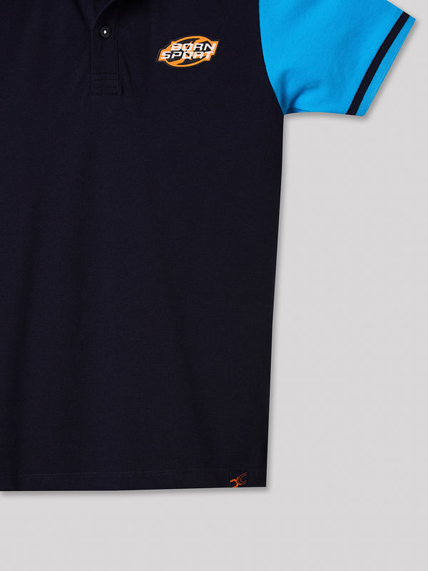 Junior Killer Navy Slim Fit Polo Neck Printed T-Shirts
