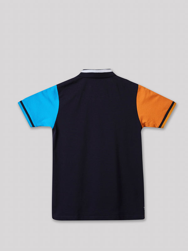Junior Killer Navy Slim Fit Polo Neck Printed T-Shirts