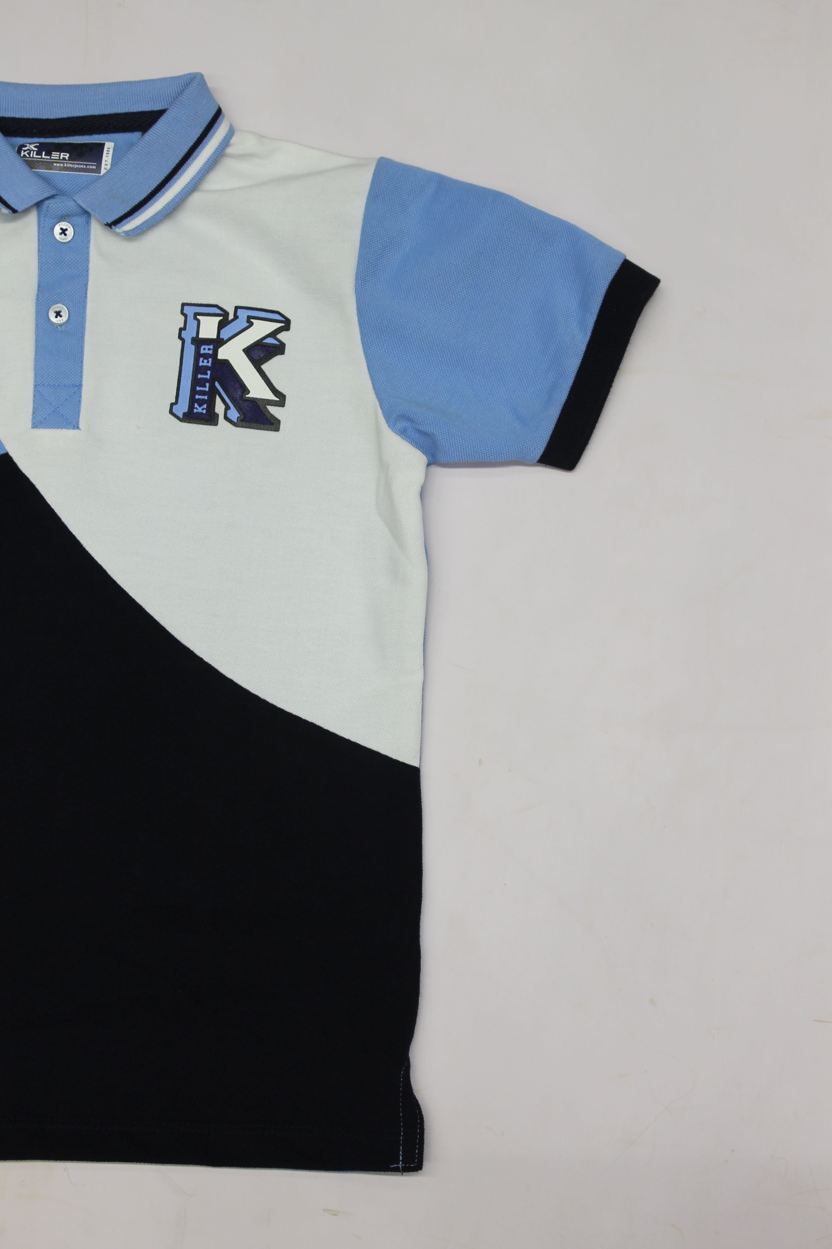Junior Killer Light Blue Slim Fit Polo Neck Printed T-Shirts