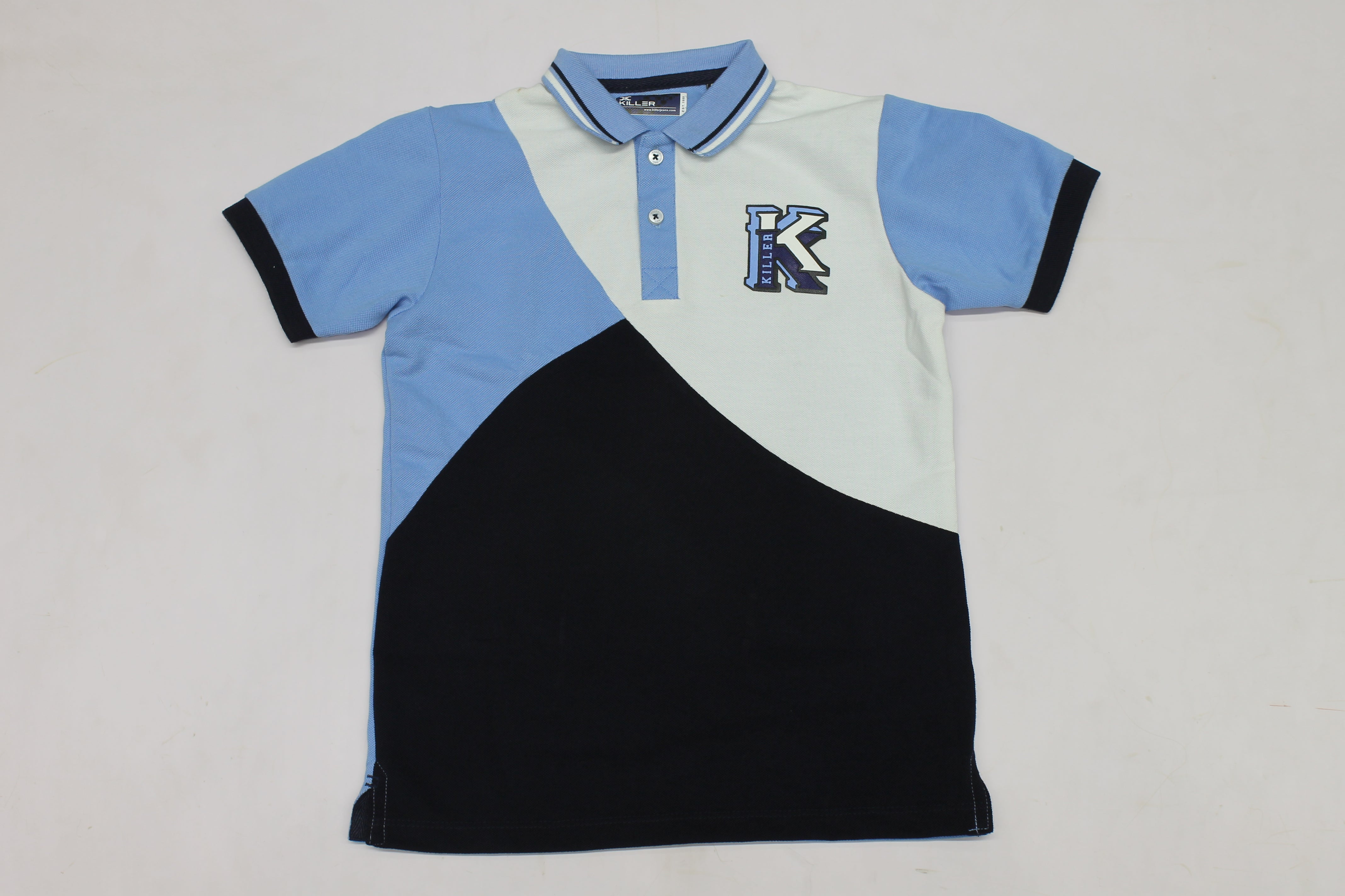 Junior Killer Light Blue Slim Fit Polo Neck Printed T-Shirts