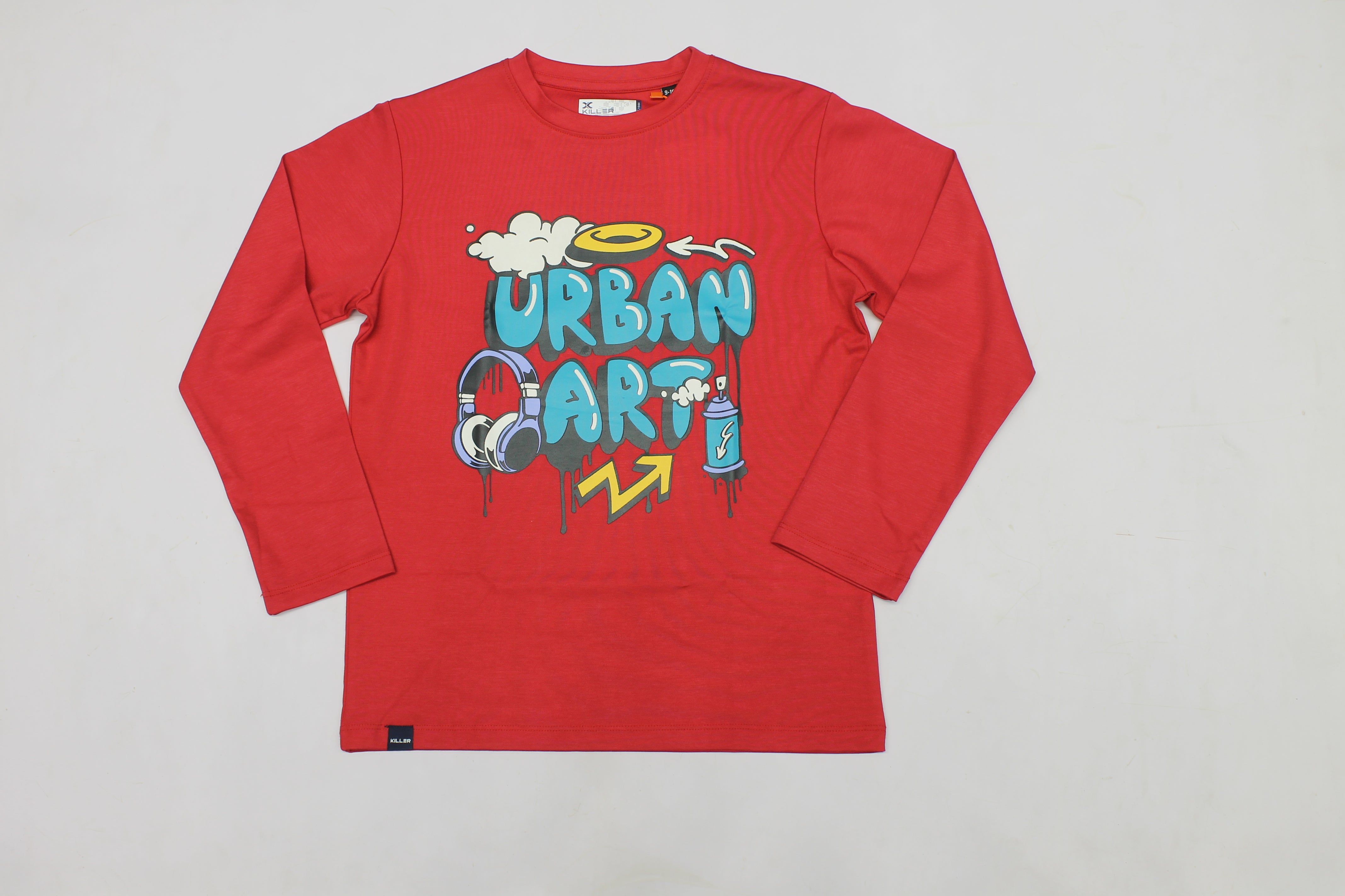 Junior Killer Red Slim Fit Full Sleeves Printed T-Shirts
