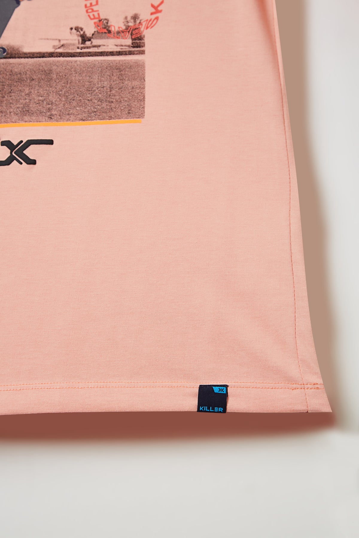 Junior Killer Peach Slim Fit Full Sleeves Printed T-Shirts