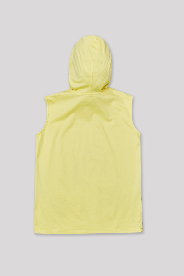 Junior Killer Yellow Slim Fit Hooded Sleeveless Printed T-Shirts