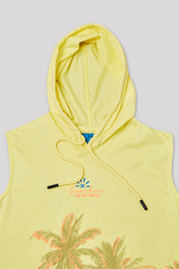 Junior Killer Yellow Slim Fit Hooded Sleeveless Printed T-Shirts