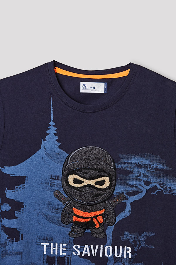 Junior Killer Navy Slim Fit Printed T-Shirts