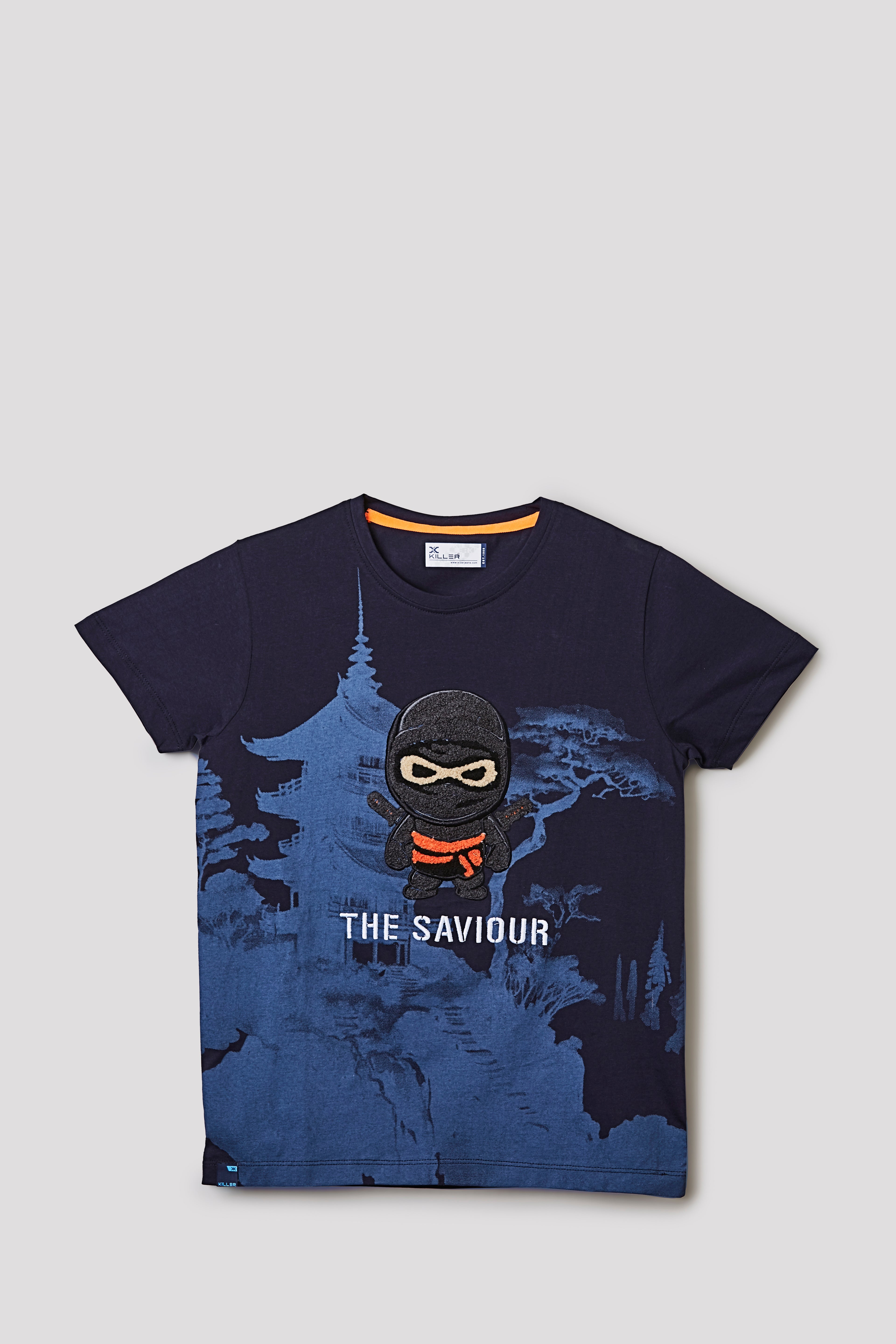 Junior Killer Navy Slim Fit Printed T-Shirts