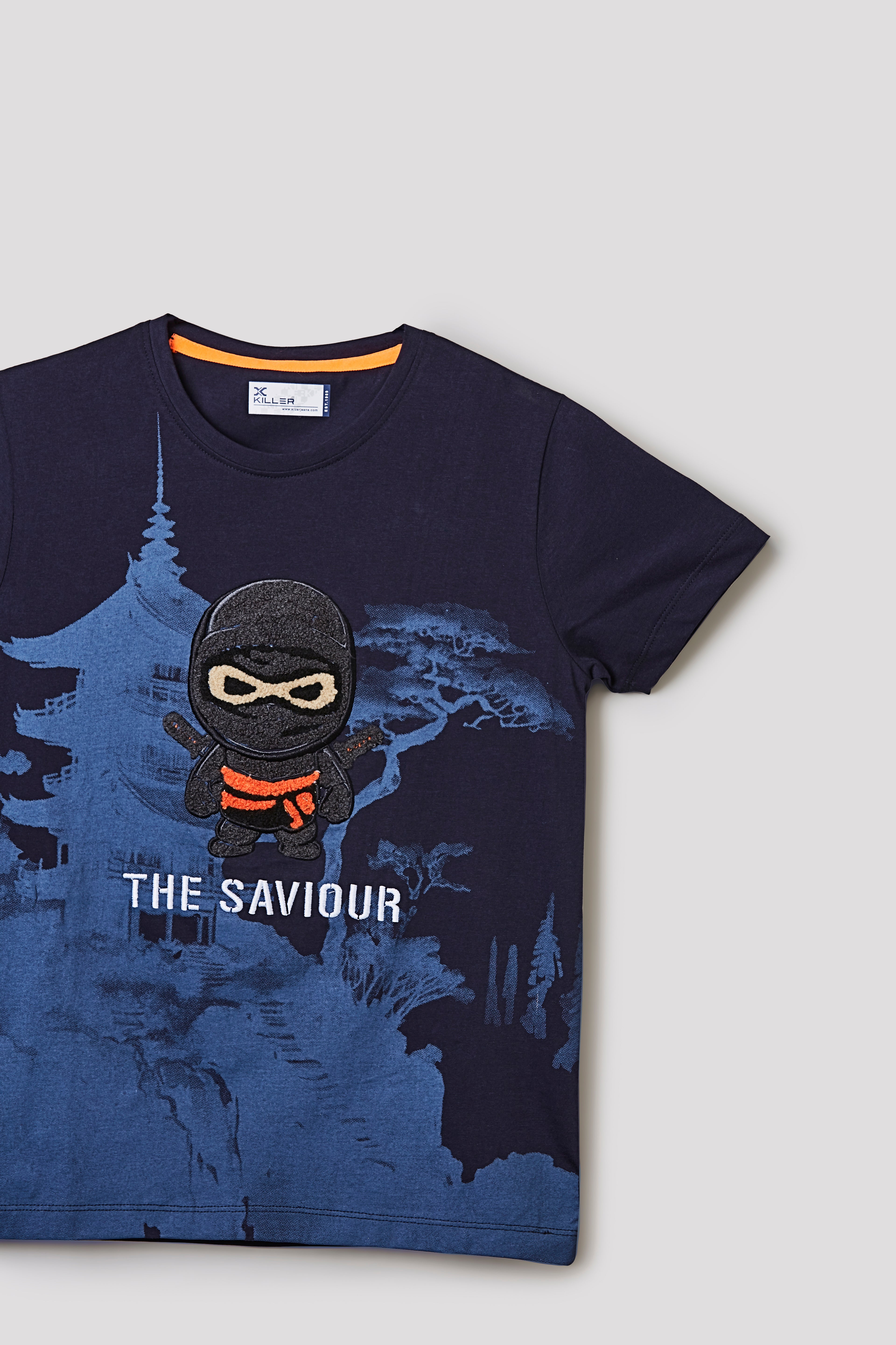 Junior Killer Navy Slim Fit Printed T-Shirts