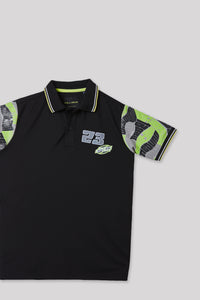 Junior Killer Black Slim Fit Polo Neck Printed T-Shirts
