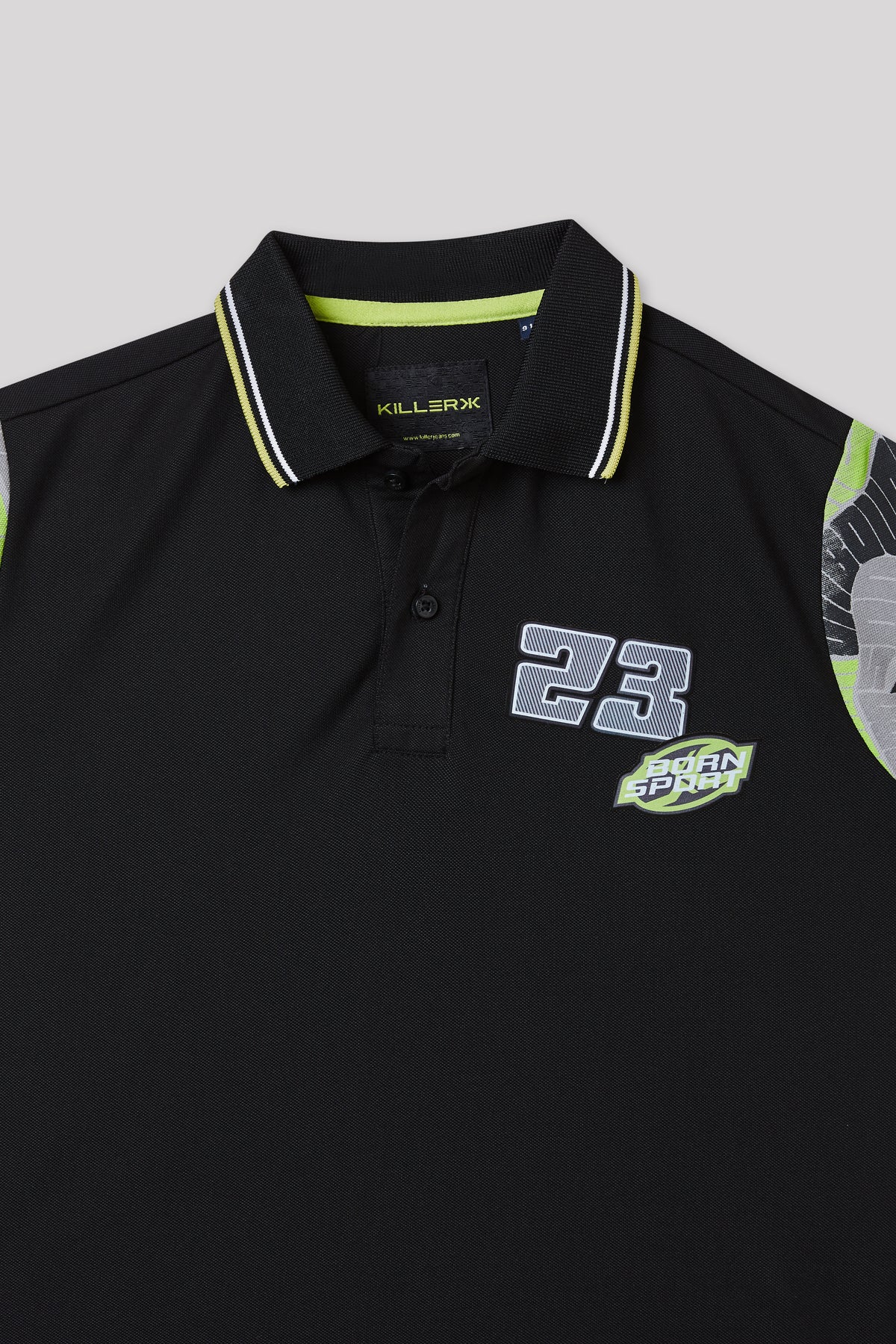 Junior Killer Black Slim Fit Polo Neck Printed T-Shirts