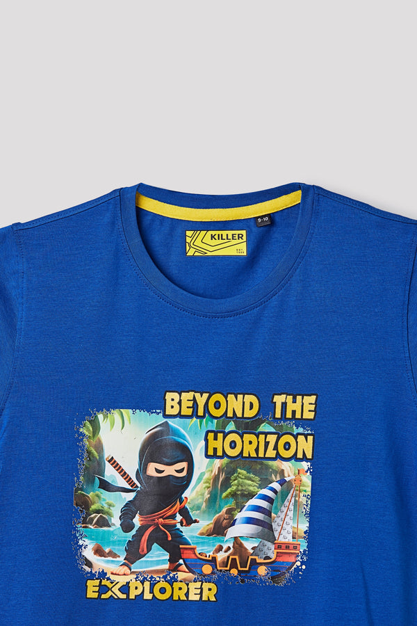 Junior Killer Royal Blue Slim Fit Printed T-Shirts