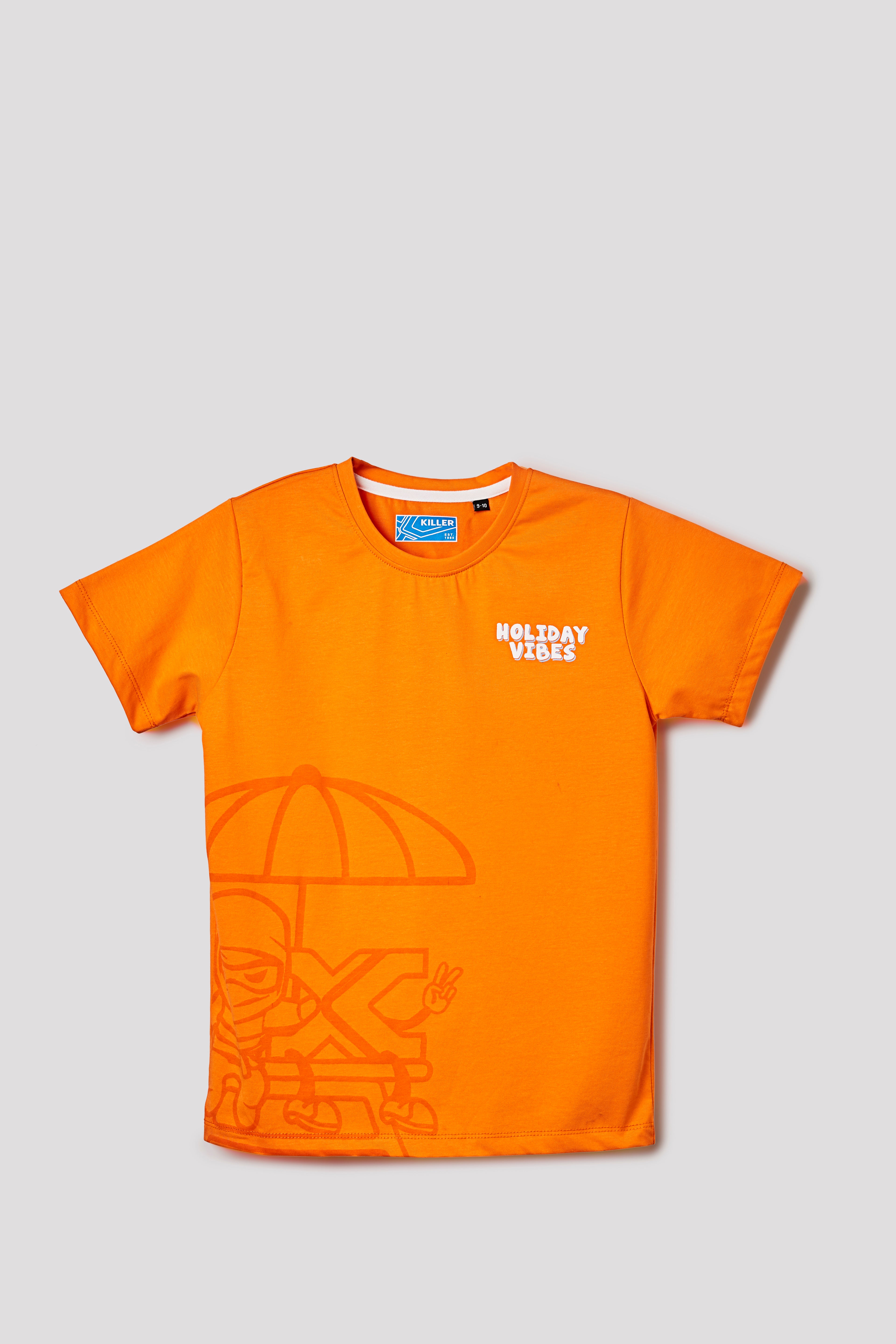 Junior Killer Orange Slim Fit Printed T-Shirts