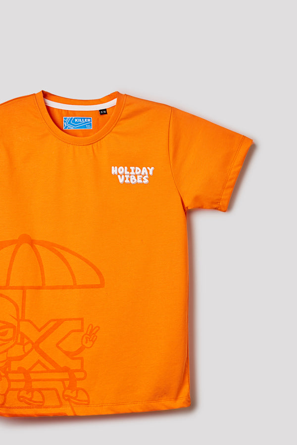 Junior Killer Orange Slim Fit Printed T-Shirts
