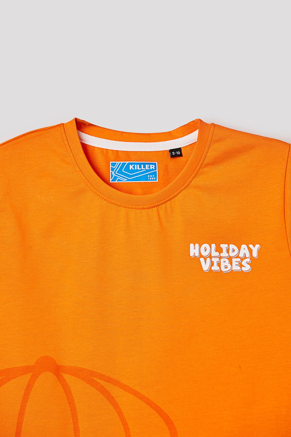 Junior Killer Orange Slim Fit Printed T-Shirts