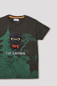 Junior Killer Olive Slim Fit Printed T-Shirts