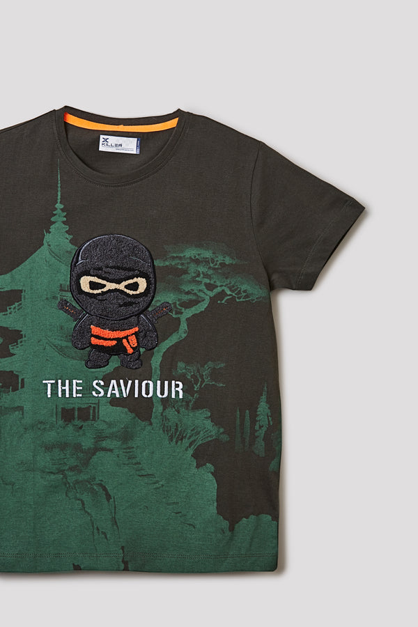 Junior Killer Olive Slim Fit Printed T-Shirts