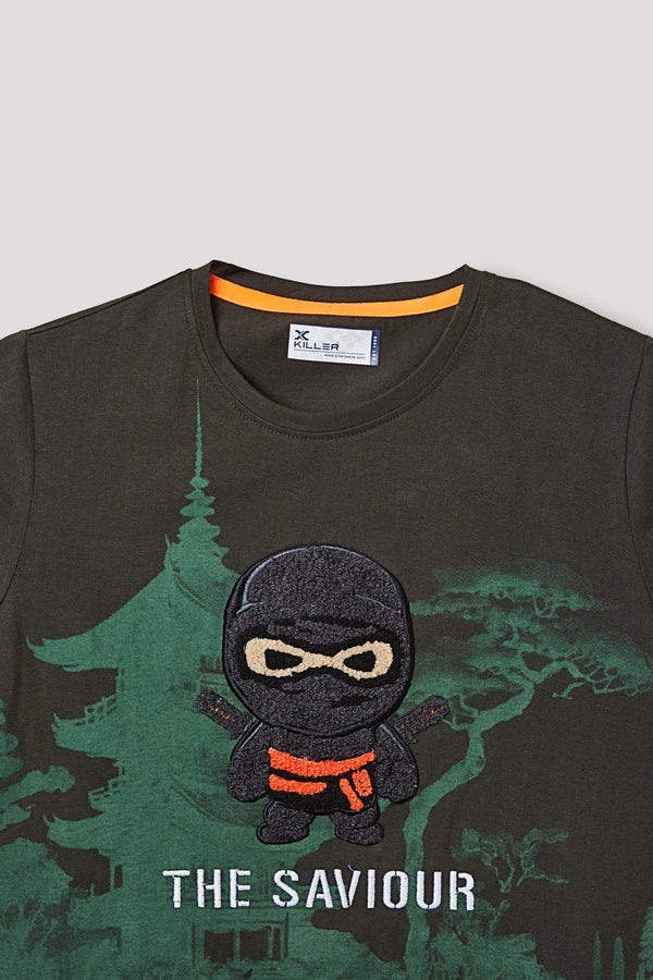 Junior Killer Olive Slim Fit Printed T-Shirts