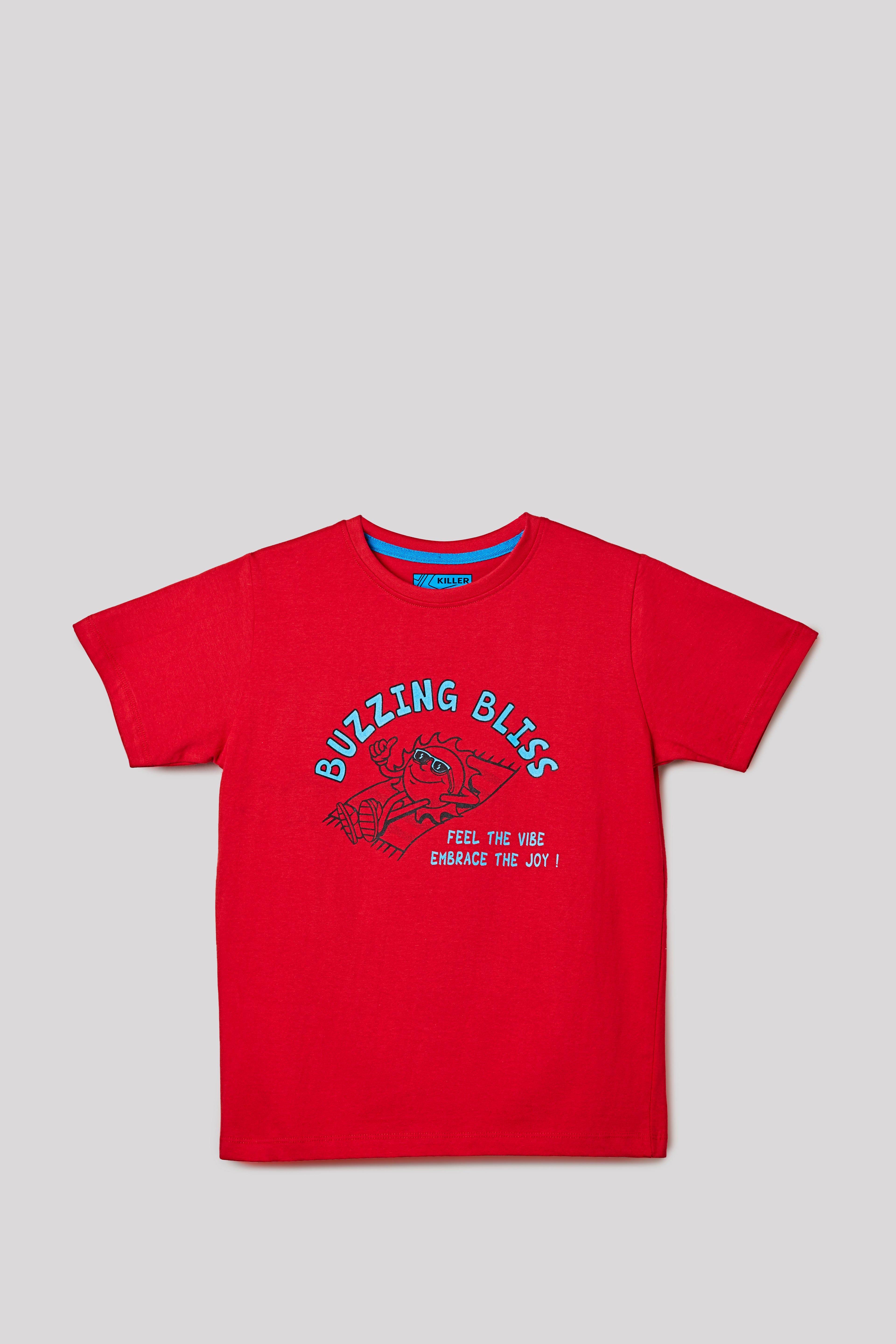 Junior Killer Red/Navy Slim Fit Printed T-Shirts
