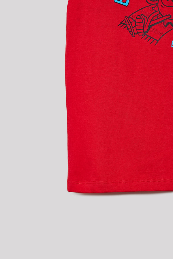 Junior Killer Red/Navy Slim Fit Printed T-Shirts