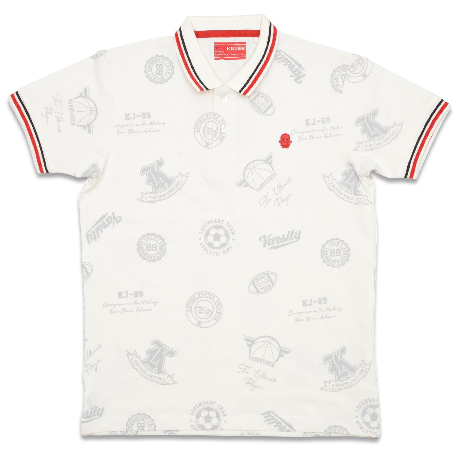 Junior Killer White Polo Neck Printed T-Shirts