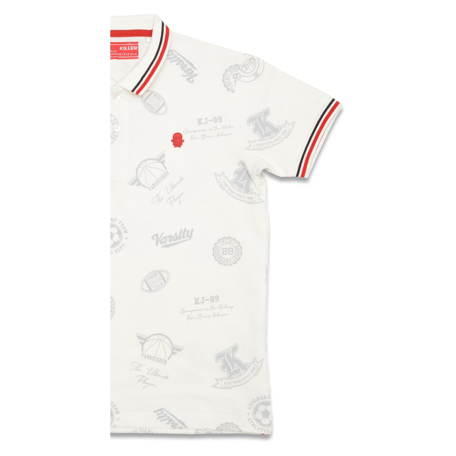Junior Killer White Polo Neck Printed T-Shirts