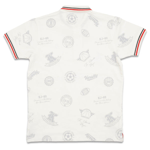 Junior Killer White Polo Neck Printed T-Shirts