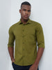 Killer Men Olive Solid Slim Fit Shirts
