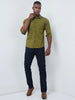 Men Olive Solid Slim Fit Shirt
