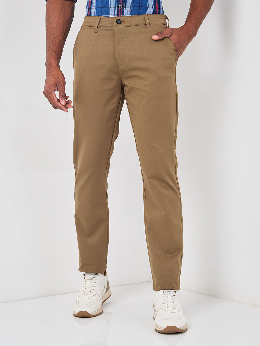 Killer Men Dark Khaki Ankle Fit Trousers