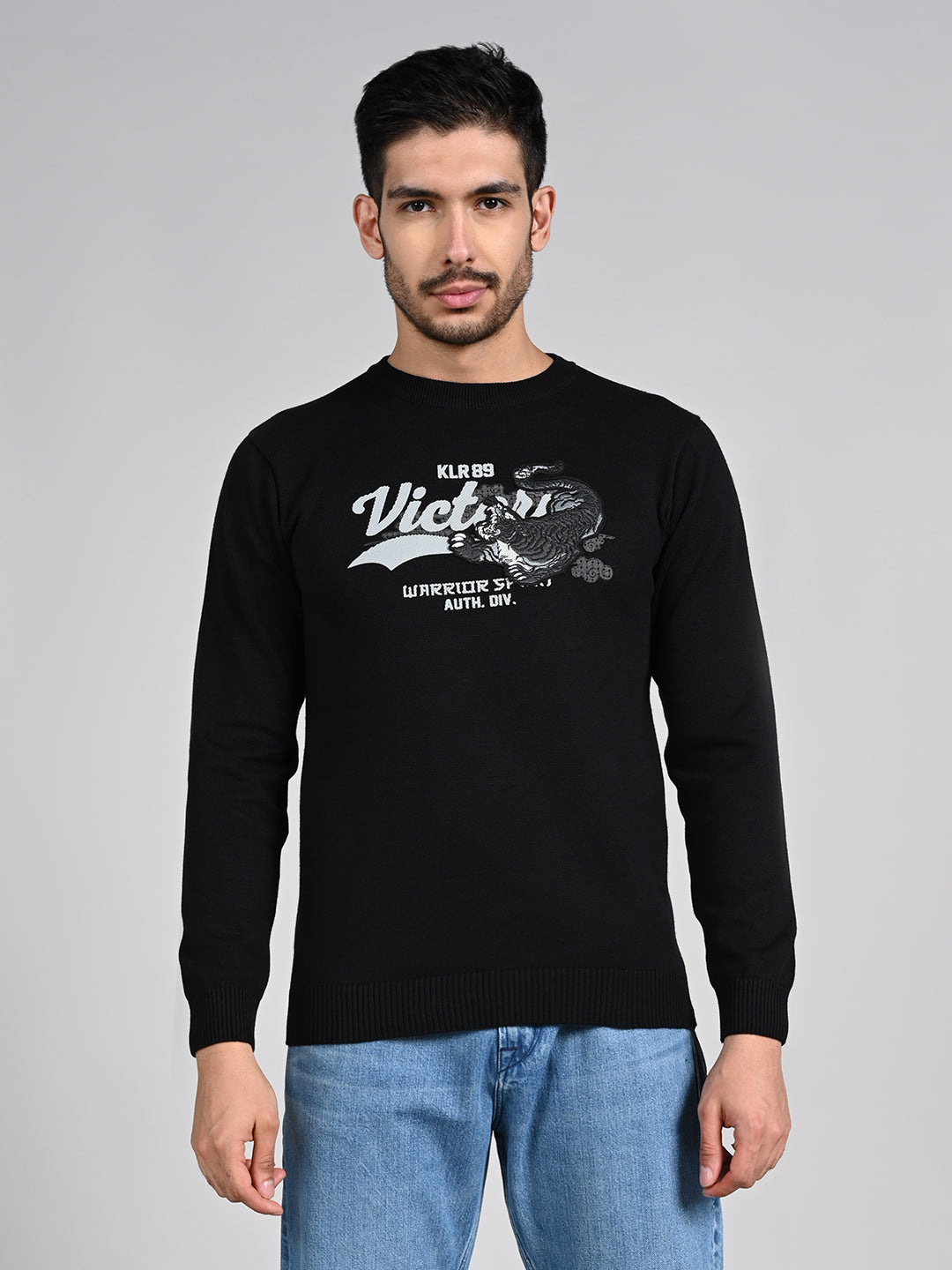 Killer Men Black Printed Flat Knits